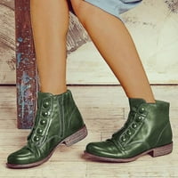 JUEBONG Boots ponude ženske leopard Print STANOS kožne čizme za gležnjeve Dressy Western Okrugli nožni plijesni patentni zatvarač povremene kratke čizme za žene