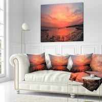 Designart izuzetna Panorama zalaska Sunca u jastuku za bacanje morskog pejzaža - 16x16