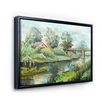 PROIZVODNJA Rustikalni krajolik sa mostom na rijeci 'jezero Kuća uokvirena platna zidna umjetnost
