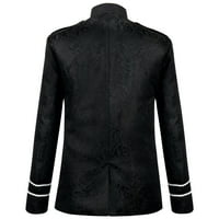 Odeerbi Sako jakne za muškarce vanjske odjeće kaputi Casual Solid Festival Dugi rukav stalak ovratnik Steampunk gotic Black