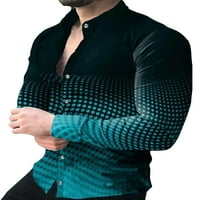 Beiwei Men Casual Geometric Print Majica s dugim rukavima Redovna fit bluza MENS gumb Down Letnje majice