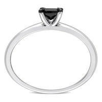 Carat T. W. Black Diamond 14kt Bijelo zlato Crni Rodijumski pasijans zaručnički prsten