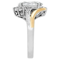 Brilliance Fine Jewelry bijeli Topaz dijamantski akcentni prsten od srebra i 10k žutog zlata