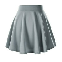 Roliyen plisirane suknje za žene Mini suknje za žene jednobojne osnovne svestrane rastezljive raširene Ležerne nabore Mini Suknja