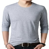 Gomelly Muška majica dugi rukavi vrhovi Casual majice Muška Moda dnevna odjeća pulover posada vrat bluza siva XXL