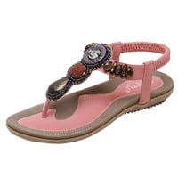 Sandale žene bohemia stil mirringbone sandale sa perlama i kamenjem - ravne flopske sandale za plažu