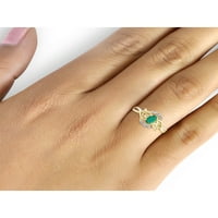 Carat T. G. W. smaragdni i bijeli dijamantski naglasak 14k zlato preko srebrnog prstena