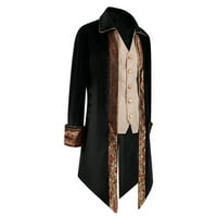 Zimski kaputi za muškarce muški gotički kaput štampani Steampunk Srednjovjekovni Frak uniforma rever Coat Clearance Black 8