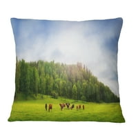 Dizajnerska krave na polju Panorama - pejzažni jastuk za odštampane - 12x20