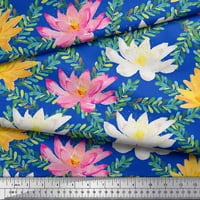 Soimoi listovi plave svilene tkanine i lokvanj cvjetni print Print tkanina za štampanje po dvorištu