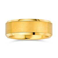 Široki polirani kosi rub brušeni mat parovi zlatni ton titanijum vjenčani prsten za muškarce Comfort Fit