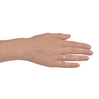 Simulirani dijamant CZ od 10k žutog zlata 2-redni vjenčani zaručnički prsten Set-veličina 7.5
