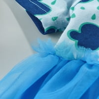 Calsunbaby Toddler Girl Short rukav Tutu suknja Kids Oblaci ispisani patchwork mrežom Tulle princeze haljina