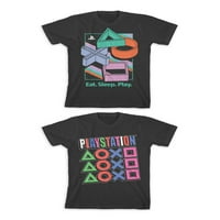 PlayStation Boys Grafički Majice Sa Višebojnim Logotipom 2 Pakovanja, Veličine 4-18