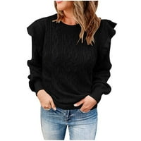 Jesenji džemperi za žene jednobojni džemper labavi donji džemper gornji Dugi rukav okrugli vrat gornji pulover džemper zimski džemper na klirensu Crni
