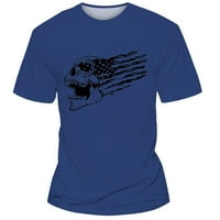 Košulje za muškarce Dan nezavisnosti Zastava Print Sportski Udobna prozračna posada Majica kratkih rukava Plavi XXL