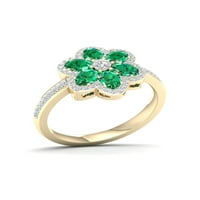 Imperial dragi kamen 14k žuto pozlaćeno srebro stvorio smaragd i stvorio bijeli safirni cvjetni prsten za žene