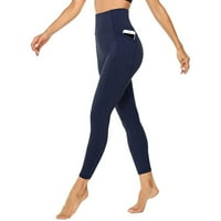 Tajice za žene Tummy Control uska elastična brza suha čvrsta fitness Capri pant plavi xs