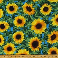 Pamučni veliki lisnati Suncokreti cvjetni prolećni vrt suncokret Zalazak sunca pamučna tkanina Print by