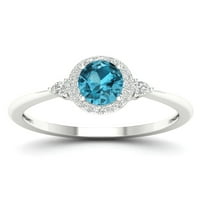 Imperial Gemstone 10k bijeli zlatni ovalni rez švicarski plavi topaz ct TW Diamond Halo ženski prsten