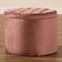 Baxton Studio Livana savremeni Glam i Luxe rumenilo roze baršunaste tkanine Tapacirano skladište Otoman