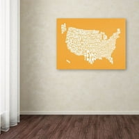 TRADEMARK ART 'SUNSET-USA States Text Map' Platno Art Michael Thpsett