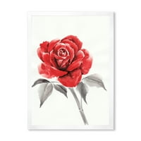 DESIMANT 'Drevni Crveni cvijet ruže i' Tradicionalni uokvireni umjetnički otisak