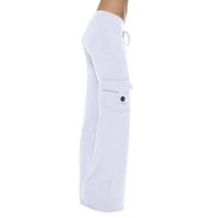 Terrozne hlače za žensko čišćenje ispod 20 dolara, labav džep dugmeta Joga Radno teretane Nova modna bijela veličina 2