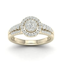 1 2CT TDW Diamond 10K Žuti zlatni prsten za klaster