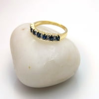 Dazzlingrock kolekcija okrugli plavi safir i bijeli dijamant Svadbeni vjenčani prsten za žene u 14k žutom zlatu, Veličina 10