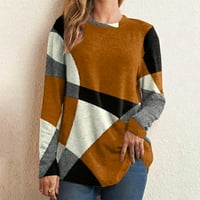Ženske Casual dukseve trendi geometrijski Print okrugli vrat Dugi rukav košulja pada labava pulover bluza Tops Ženska odjeća