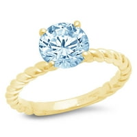 2.0ct okrugli rez plavi simulirani dijamant 14k žuti zlatni godišnjički angažman prsten veličine 6.5