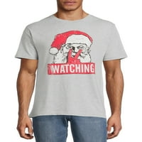 Santa gledanje muške Božić T-Shirt