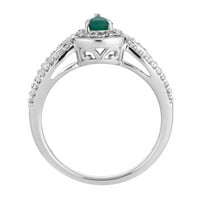 Smaragdni i karatni TW dijamantski prsten od 10k bijelog zlata