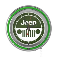 Neonski zidni sat-Jeep Grille analogni sat sa dvostrukom prečkom sa vučnim lancem - Pub, garažna ili muška