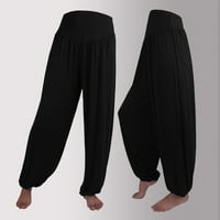 Duge pantalone za žene Ženske elastične labave ležerne pamučne meke joga sportske plesne hlače crna l
