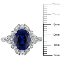 Miabella ženski 4-CT stvorio plavi safir CT dijamant 10kt oreol zaručnički prsten od bijelog zlata