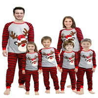 MubIneo Roditelj-Chinjoid božićne pidžame, crtani ekran tiskarskih vrhova + prugaste hlače Porodična odjeća set
