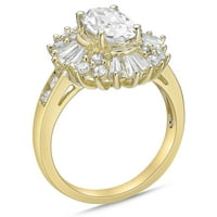 Ženski režirani kruški oblik od 14kskog zlata s baguette halo simulirani dijamantski koktel prsten