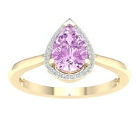 Imperial Gemstone 10k žuti zlatni kruški rez ružičasti ametist CT TW Diamond Halo ženski prsten