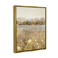 Stupell Industries Yellow Wildflower Blooms Landscape Painting Gold Floater Framered Art Print Wall Art