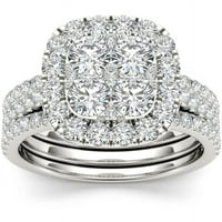 Carat TW Diamond single Halo Cluster Dvopojasni 14kt set Zaručničkog prstena od bijelog zlata