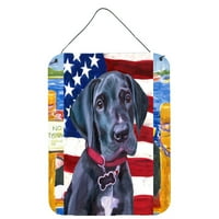 Carolines Treasures LH9544DS Crno Great Dane Puppy USA Patriotic American Flag zid ili viseći otisci vrata,