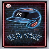 New York Yankees-Neonski Zidni Poster Za Kacigu, 14.725 22.375 Uokviren