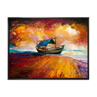 Tradicionalni Ribarski Čamac Tokom Večeri Okeana Glow Uokvirena Slika Na Platnu Art Print