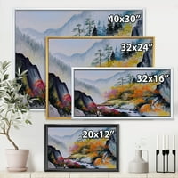 PROIZVODNJAČA Živahni planinski pejzaž sa malom kućom tradicionalna uokvirena platna zidna umjetnička štampa