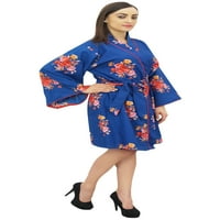 Bimba Ženska cvjetna print Kraljevska plava djeveruša za spavanje kimono ogrtač - 6