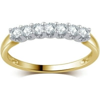 Carat T.W. Okrugli dijamant 10kt Žuto zlato 7-kamena vjenčanica, I-J i2-i3