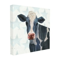 Kolekcija dekora Stupell Home Patriot Farm Cow slikarstvo sa plavim zvijezdama XL Istegnuta platna Zidna umjetnost, 1. 30