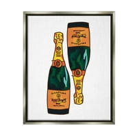 Stupell Industries Fancel Champagne Boce Pair Kitchen bar Dizajn Grafički umjetnost Luster Siva plutajući uokvireni platno Ispis zidne umjetnosti, dizajn Amelia Noyes
